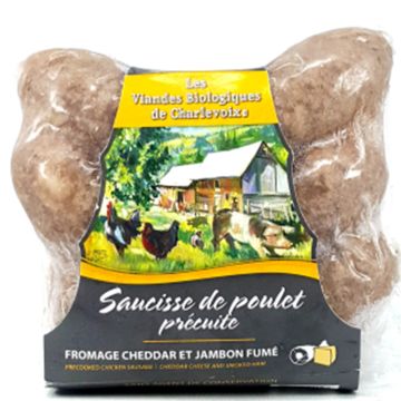 Organic pre-cooked chicken sausages cheddar smoked ham