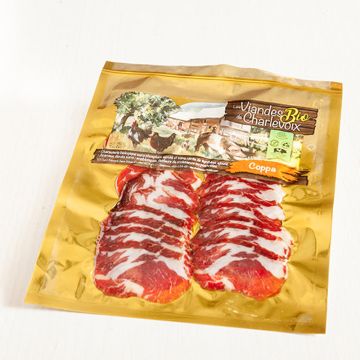 Organic cured meats - Sliced ​​Coppa sausage