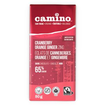 Organic bar - Dark chocolate with orange and ginger cranberry zing